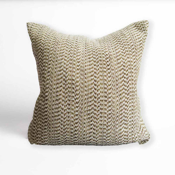 A cushion with a stunning green herringbone pattern, in 100% cotton, with green and cream detailing. By Eadie Lifestyle