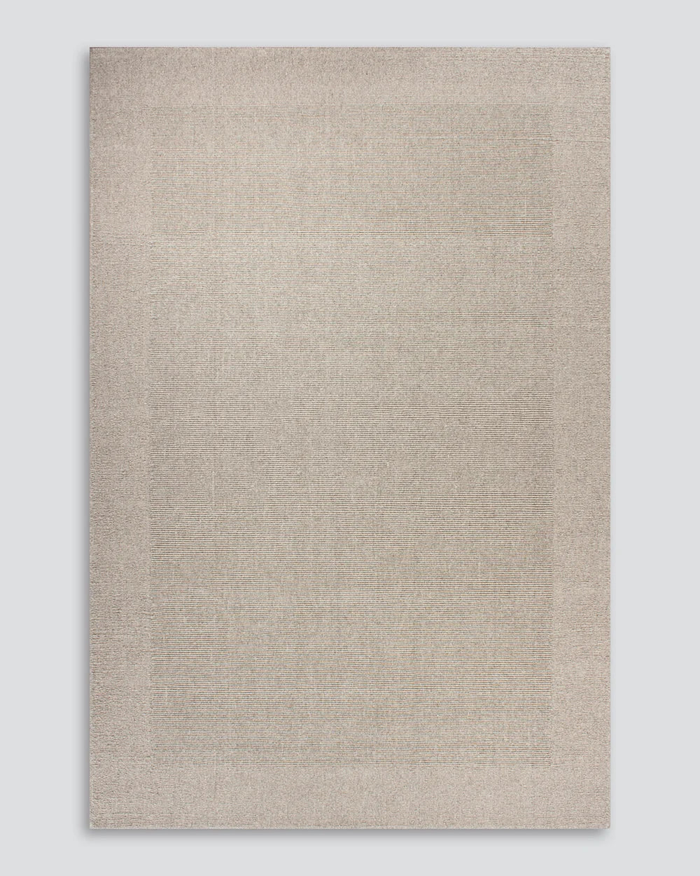 The Baya 'Vermont' wool floor rug in colour 'Driftwood' from above, in full