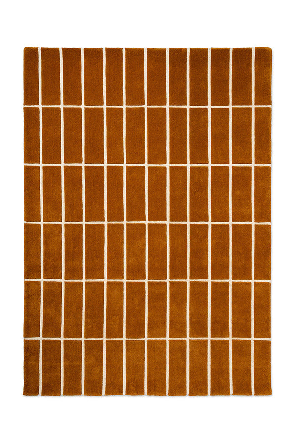 Marimekko NZ wool rust patterned rug seen from above