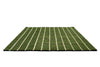 Perspective view of a green geometric Marimekko NZ wool rug 