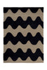Marimekko NZ wool Rug with black wavy pattern on beige background