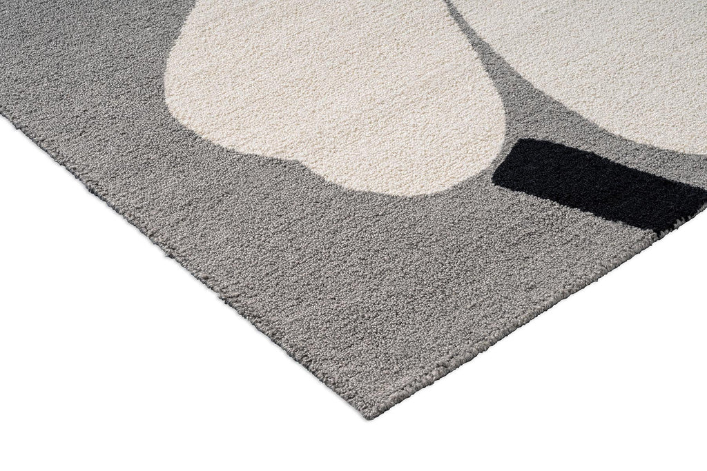 Marimekko gray outdoor rug with the iconic Unikko design in white