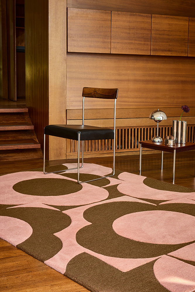 Orla Kiely Prism Flower - Pink / Terracotta | 100% Wool Floor Rug– Ink ...