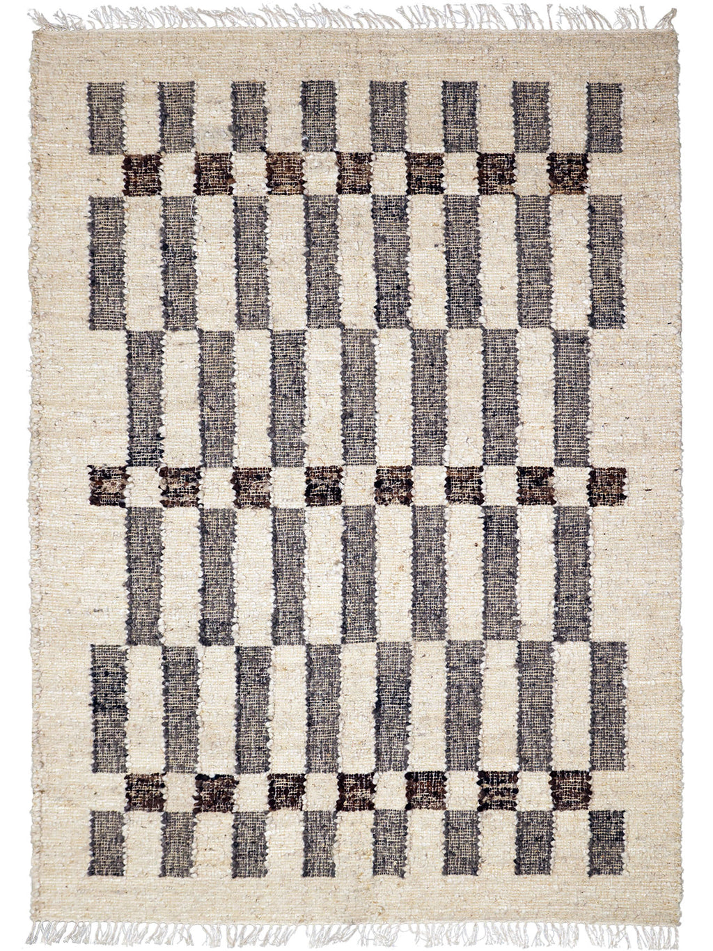 Tribe Home Chet wool and jute rug, full view of the design on a white background