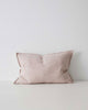 European linen premium cushion with panel detail, in blush pink; made by Weave Home. Size 40cm x 60cm Lumbar