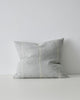 Pale blue cushion with while embroidered stripe, by Weave Home nz