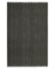 The 'Puglia' floor rug by Weave Home, in colour 'Pigeon" - a deep cool-toned brown, with fringe detail,  seen in full from above.