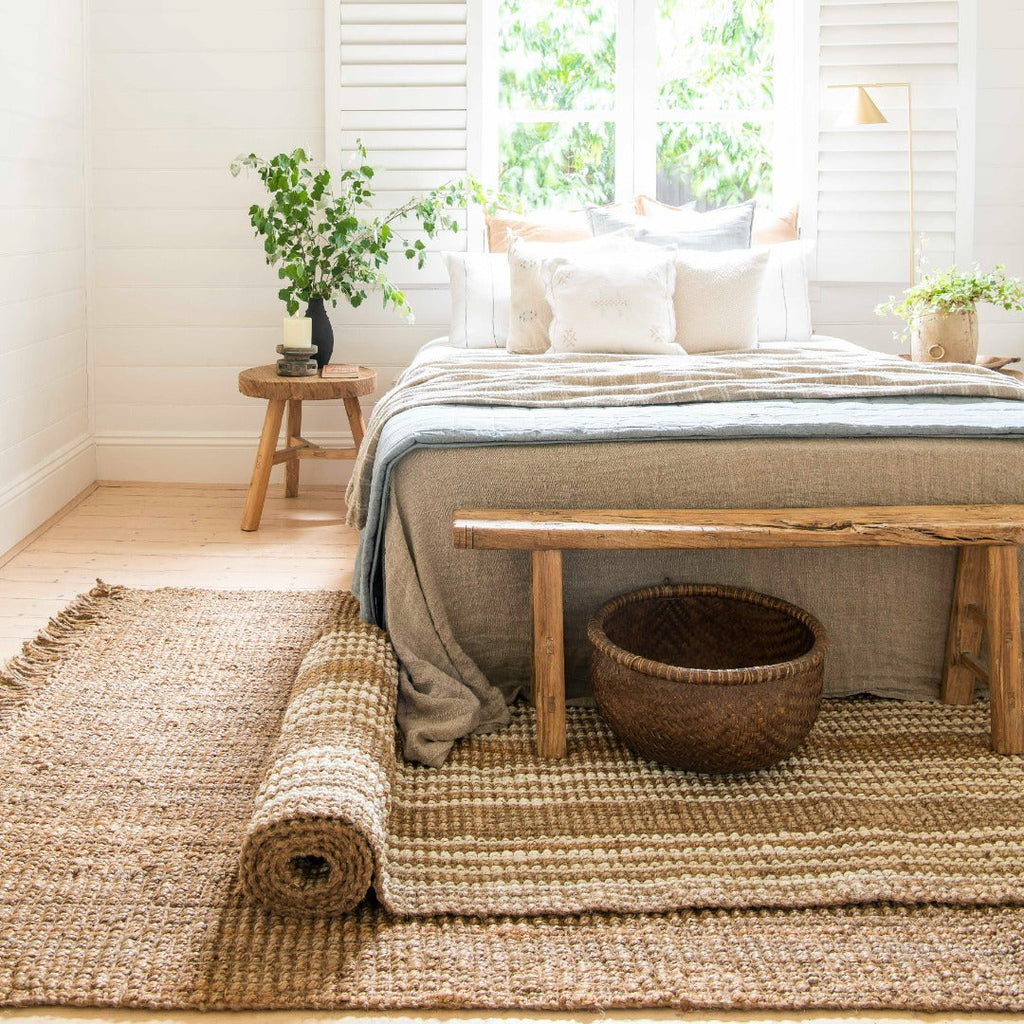 Zebra Home Fringe Natural rug and Osbourne stripe runner