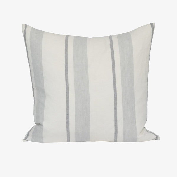 Eadie Lifestyle Pillar cushion in grey and white stripe, 60 x 60cm, vertical grey bands on a pale ground.