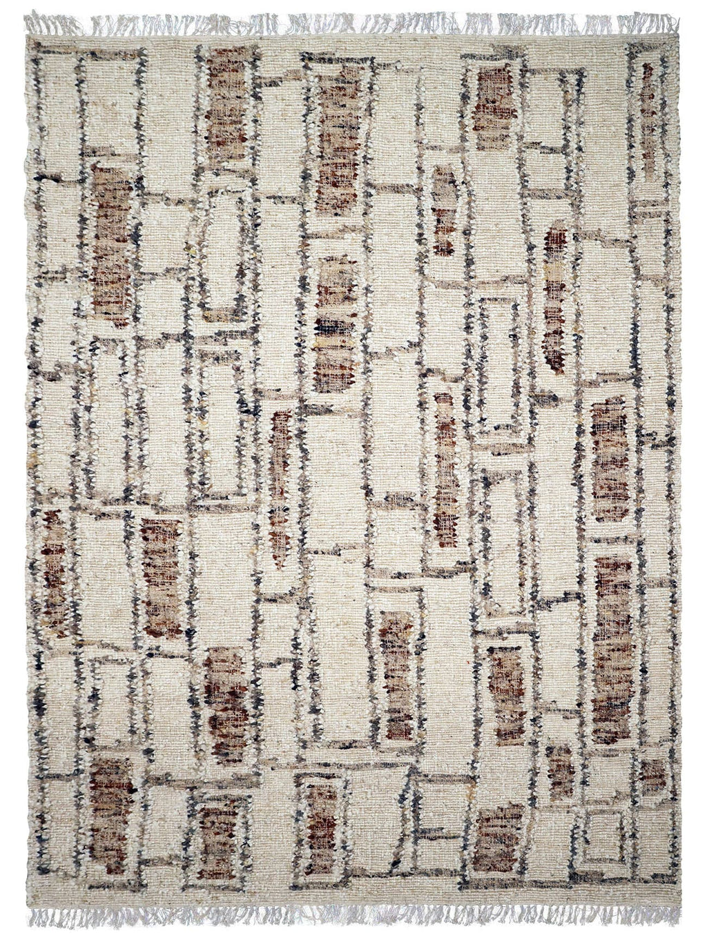 Tribe Home Rama wool and jute rug in Cinnamon, full view on a white background
