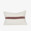 Eadie Lifestyle Ribbon linen cushion in White, Burgundy and Green, 40 x 60cm lumbar, velvet centre stripe