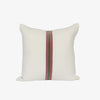Eadie Lifestyle Ribbon linen cushion in White, Burgundy and Green, 50 x 50cm, velvet centre stripe