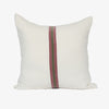 Eadie Lifestyle Ribbon linen cushion in White, Burgundy and Green, 60 x 60cm, velvet centre stripe