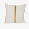 Eadie Lifestyle Ribbon linen cushion in White, Butter and Grey, 60 x 60cm, velvet centre stripe