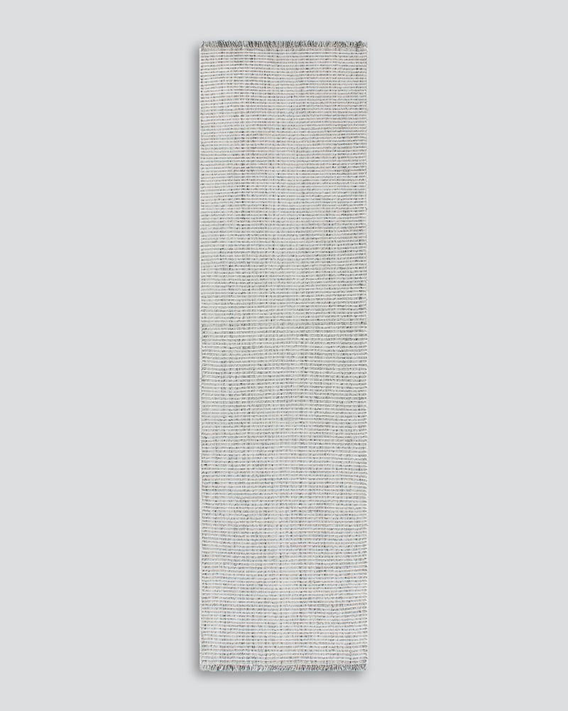 Grey runner rug for indoors or outdoors, seen in full from above