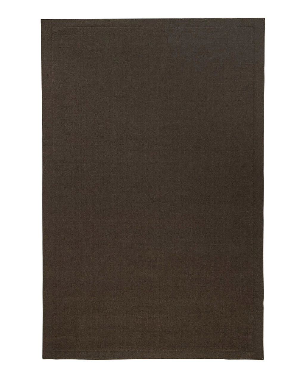 Full view from above of a Chocolate brown NZ wool floor rug with cut border, by Weave Home