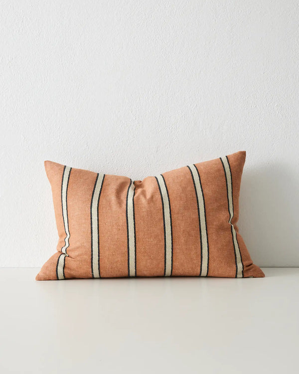 Vinnie lumbar striped cushion by Weave Home in colour terracotta