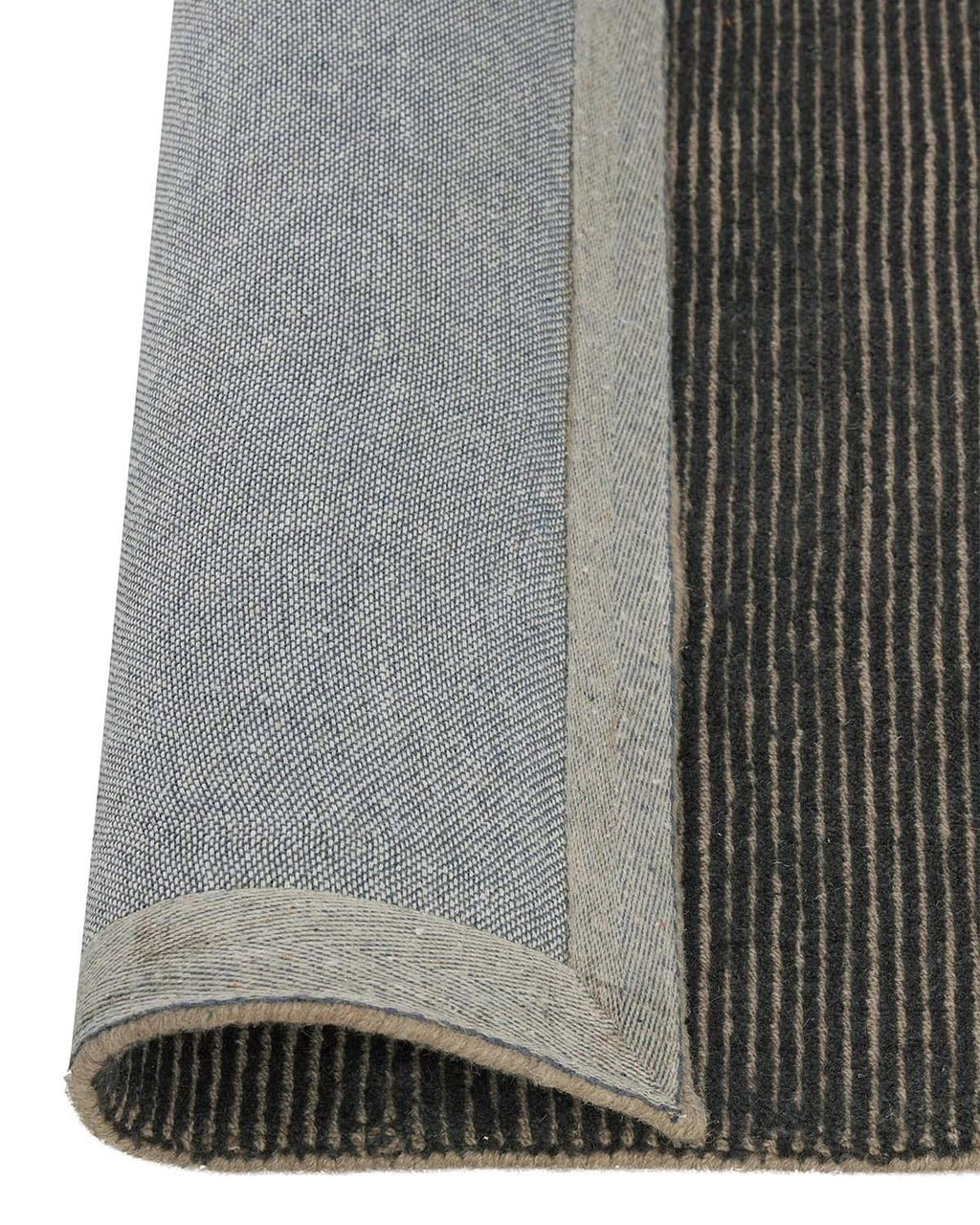 Weave Home NZ wool close-up corner of navy stripe rug