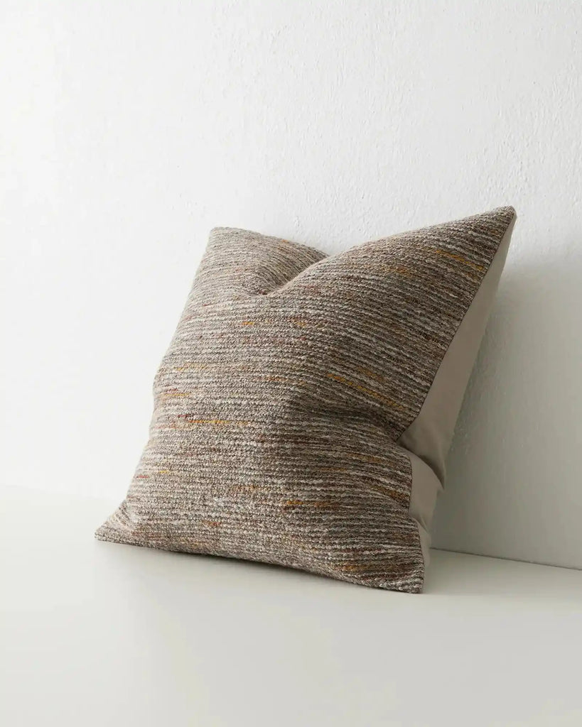 The Weave Home 'Vista Natural' cushion, a  versatile brown textural weave with a plain reverse