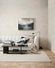 The Aalto designer cushion featuriing grey, black, brown and white tones, seen on a couch in a contemporary nz living room