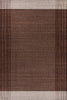 Baya Bedrock Indoor and Outdoor Floor Rug in Claret, full flat-lay view of the whole rug on a white background, showing the deep rust-brown field framed by a pale striped border top and bottom.