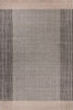 Baya Bedrock Indoor and Outdoor Floor Rug in Zinc, full flat-lay view of the whole rug showing the grey field with darker charcoal side stripes and a pale sand border framing top and bottom.
