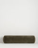 Baya Elliot cotton velvet bolster cushion in Thyme on a plain background