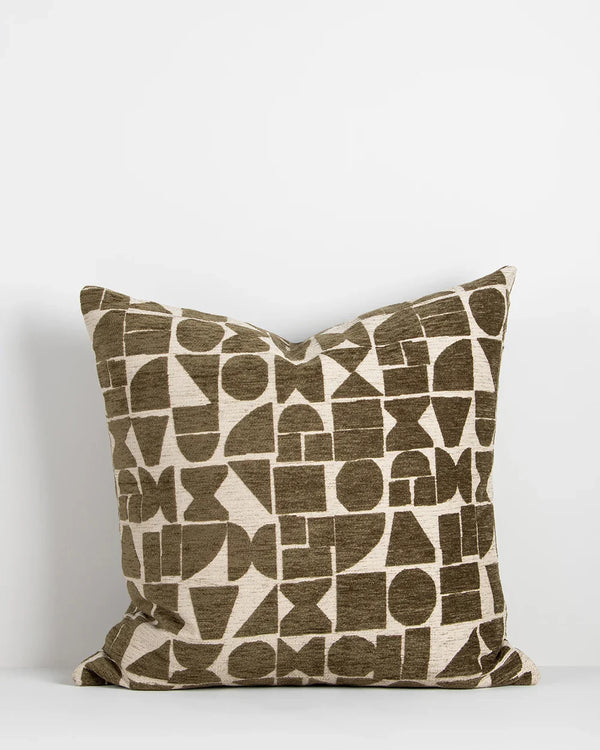 Baya green geometric patterned cushion 