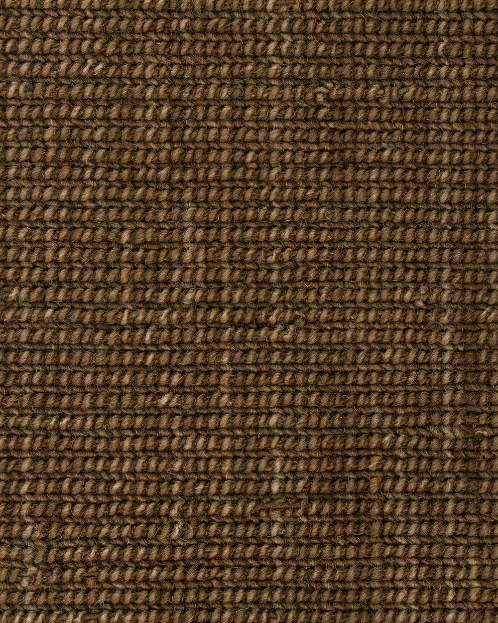 Close-up of the Baya Linden Floor Rug in Ironbark showing its dense flatweave texture in an earthy brown wool.