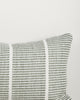 Close-up of the corner and weave texture on the Baya Shore outdoor lumbar cushion in Eucalyptus