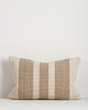 Baya Solar Outdoor Lumbar Cushion in Chocolate on a plain background, showing the brown and cream stripe weave.