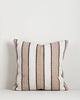 Baya Tidal Outdoor Cushion in Terracotta on a plain background, showing the camel stripe and deep red pinstripe weave.