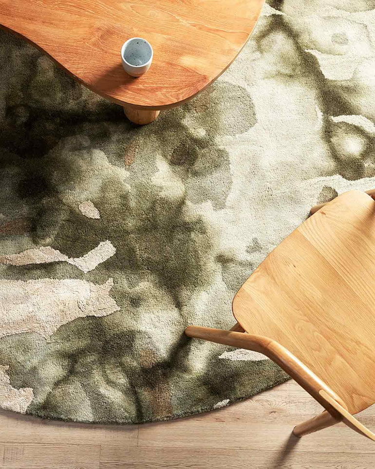 Fayette Round Floor Rug - Baya | Greens, Greys and Beige– Ink & Brayer ...