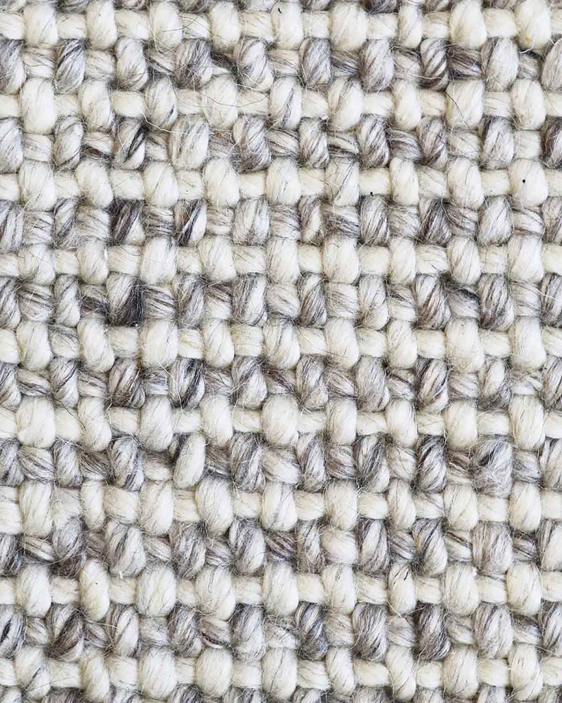 Detailed view of the weave of Baya NZ Kansas rug in Oyster. 