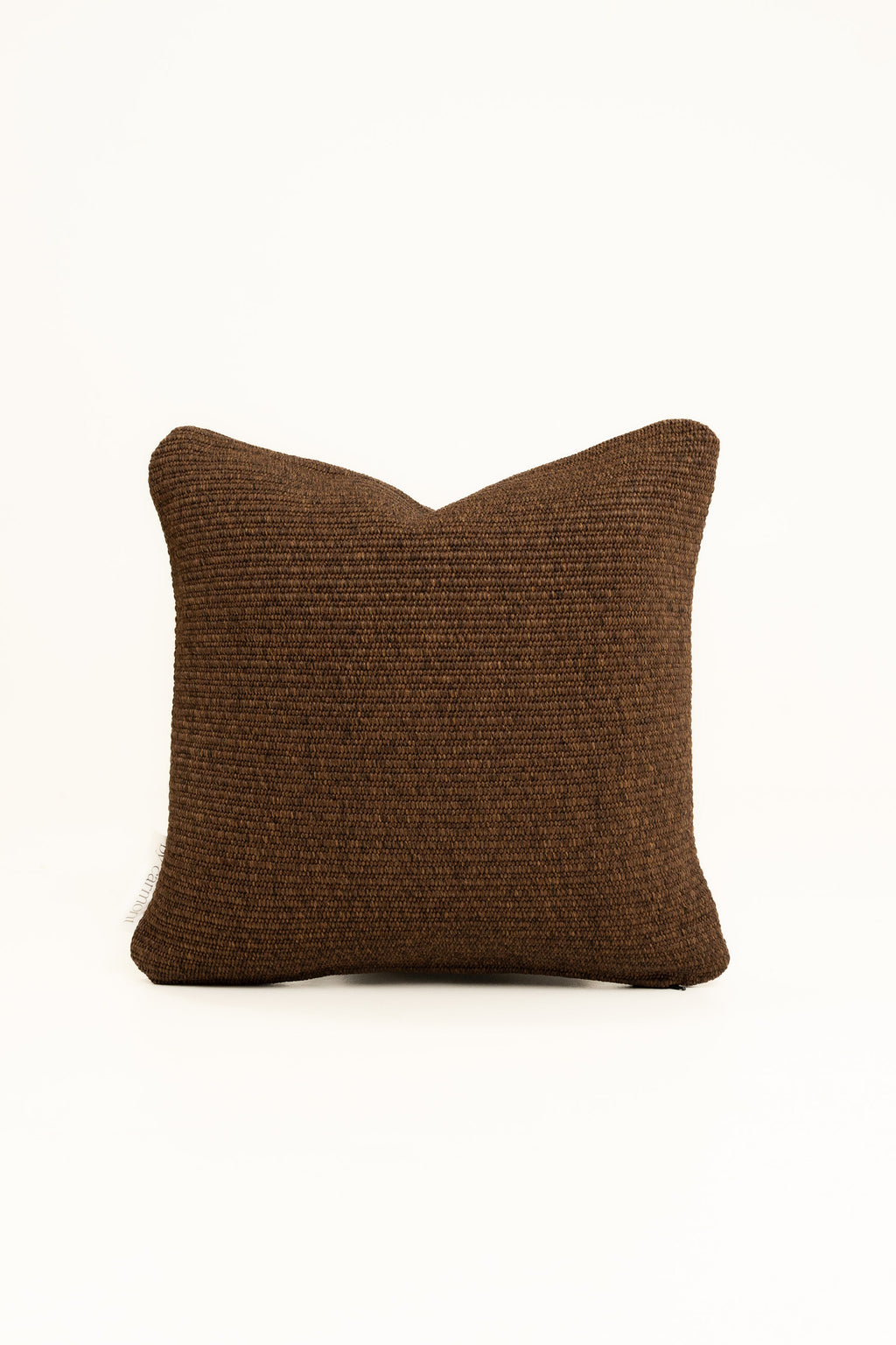 By Carmont Huxley cushion cover in Coffee, 65 x 65cm, front view on a white background