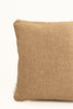 By Carmont Wren cushion cover in Natural, corner close-up showing the woven texture and brand label