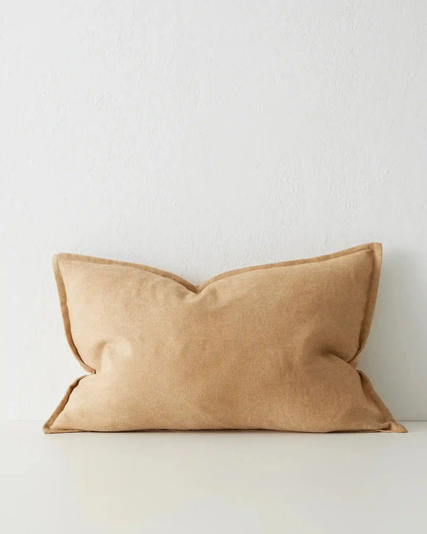 A soft honey mustard lumbar cushion by Weave Home nz