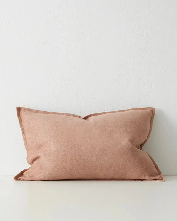 A lumbar cushion is soft clay pink by Weave Home nz