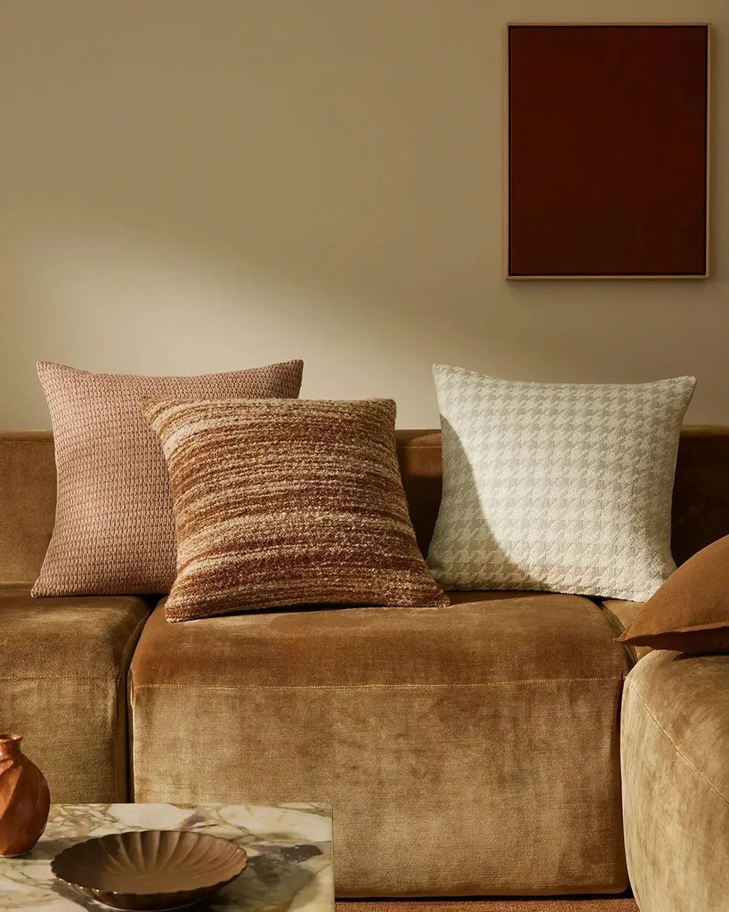 Designer cushions in varied patterns and textures, by Weave Home nz