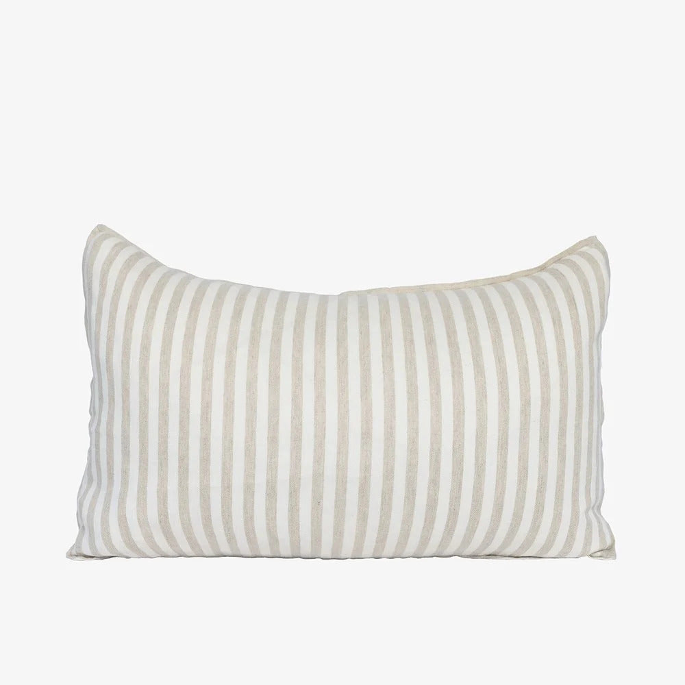 Eadie Lifestyle Drift cushion in White/Natural, 40 x 60cm lumbar, stripes running across the width