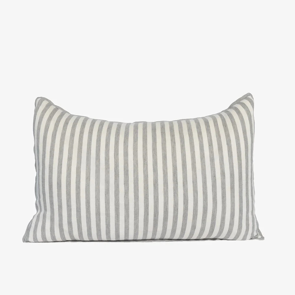 Eadie Lifestyle Drift cushion in White/Pistachio, 40 x 60cm lumbar, stripes running across the width