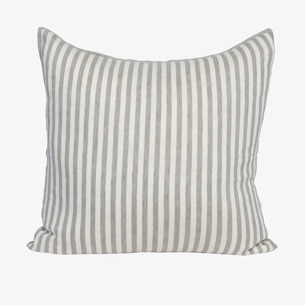 Eadie Lifestyle Drift cushion in White/Pistachio, 60 x 60cm, pistachio stripes woven on a white ground