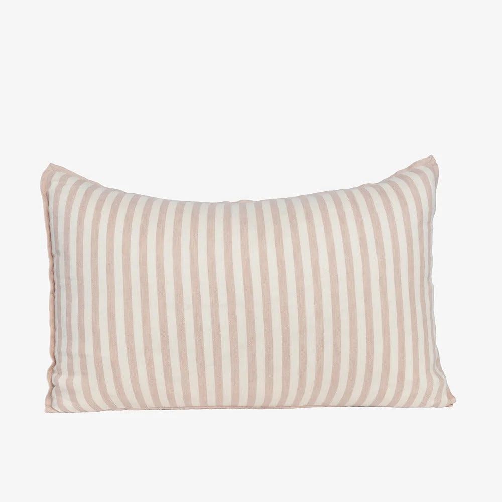 Eadie Lifestyle Drift cushion in White/Soft Musk, 40 x 60cm lumbar, stripes running across the width