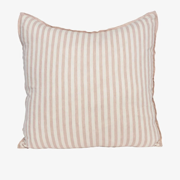 Eadie Lifestyle Drift cushion in White/Soft Musk, 60 x 60cm, soft musk stripes woven on a white ground