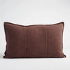 Eadie Lifestyle Luca linen cushion in Chocolate in the 40 x 60cm size, on a plain background.