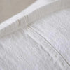 Close view of the washed European linen weave on the Luca cushion in Off White.
