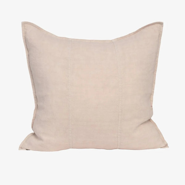 Eadie Lifestyle Luca linen cushion in Soft Lilac, square, shown alone on a plain background.