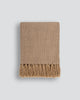 Baya light brown throw blanket with soft tassels, in colour 'cumin'