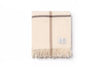 NZ wool throw blanket by Ruanui Station, featuring cream, beige and brown check