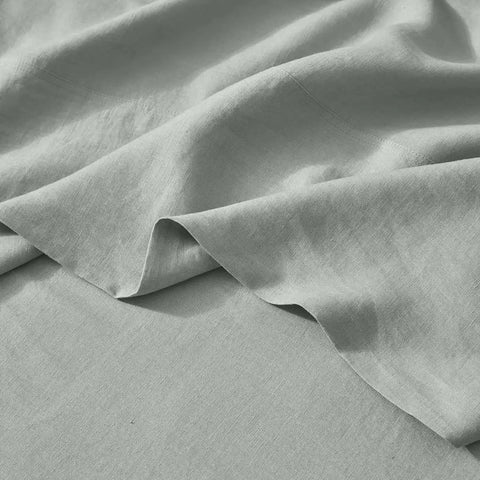 Sage green flat sheet in premium French flax linen